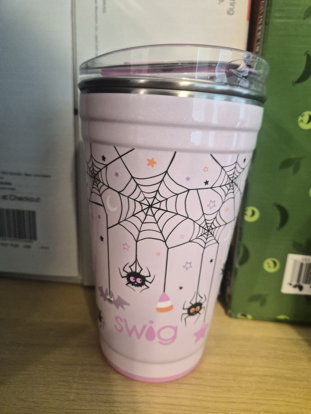 Swig Pink Halloween Spider Travel Tumbler